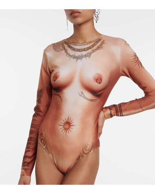 Body Nude estampado Jean Paul Gaultier de color Red