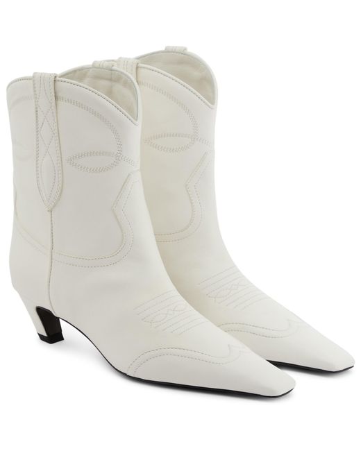 Khaite Dallas Leather Cowboy Boots in White | Lyst