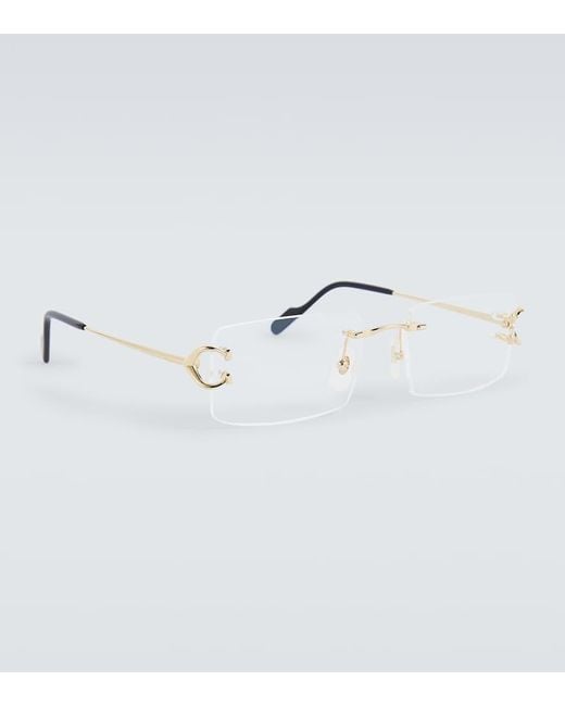 Cartier Metallic Signature C De Cartier Rectangular Glasses for men