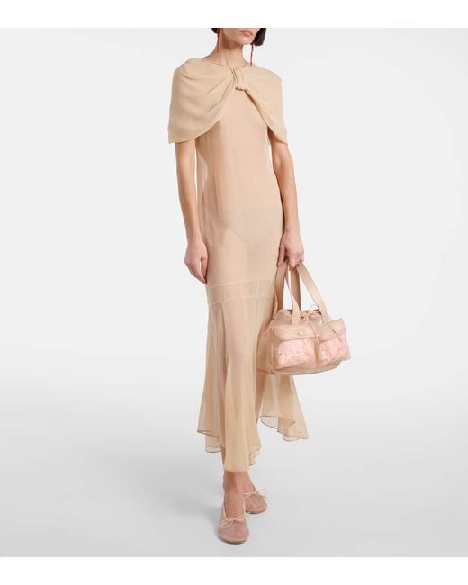 Simone Rocha Pink Tote Bag Carnation Pocket Mit Leder
