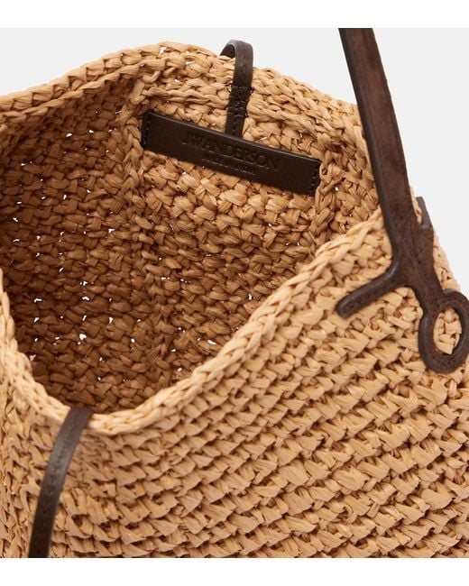 J.W. Anderson Brown Bulb Small Raffia Bucket Bag