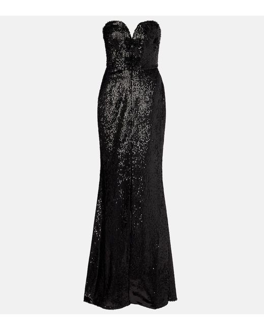 Elie Saab Black Verzierte Robe Aus Einem Seidengemisch