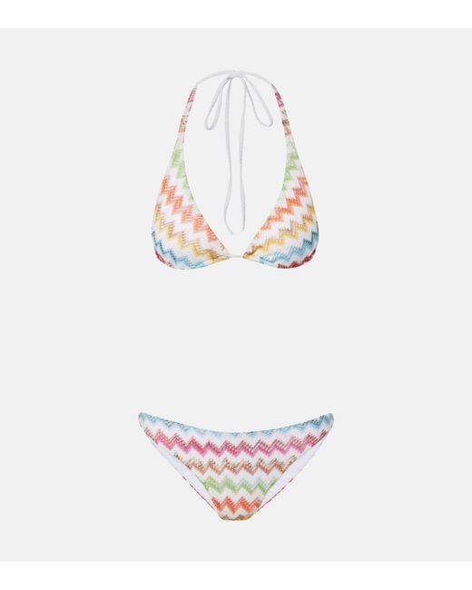 Missoni White Zigzag Lame Bikini