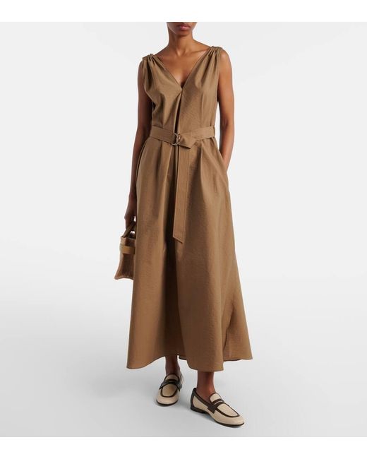 Robe Midi En Coton Brunello Cucinelli - Taille L - Noir - Occasion Comme Neuve