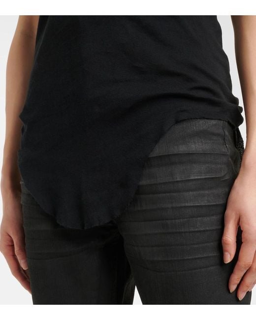 Rick Owens Black Ribbed-Knit Cotton Tank Top