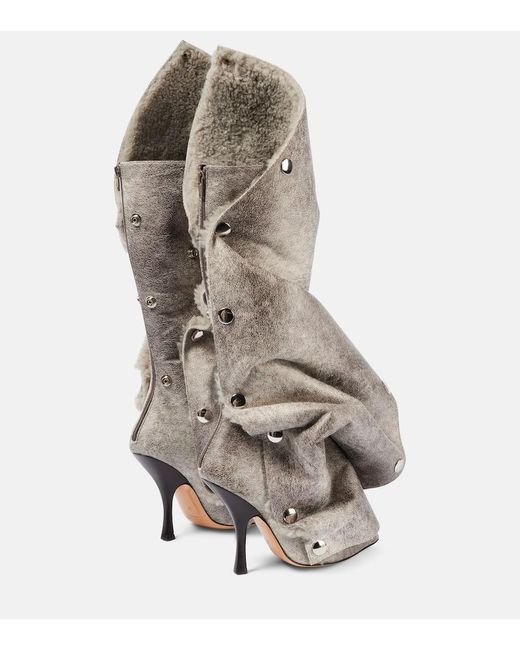 Y. Project Gray Snap Faux Leather Knee-High Boots