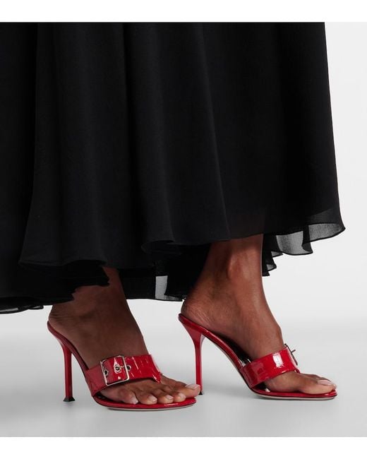 Christen Red Helix 95 Patent Leather Thong Sandals