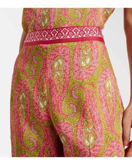 Etro Orange Paisley Bootcut Pants