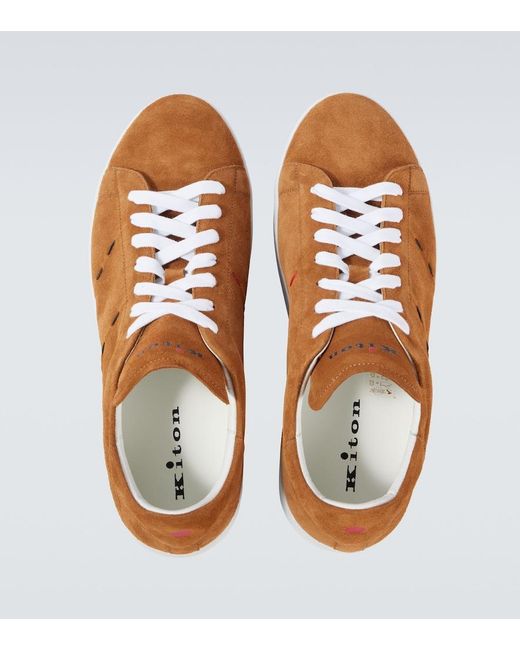 Kiton Brown Suede Sneakers for men