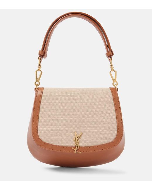 Saint Laurent Brown Schultertasche Voltaire Aus Leder Und Canvas