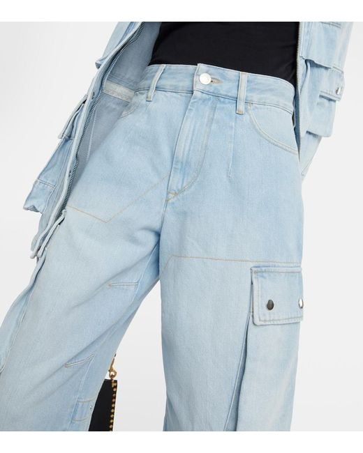 Isabel Marant Blue Elore Denim Cargo Pants