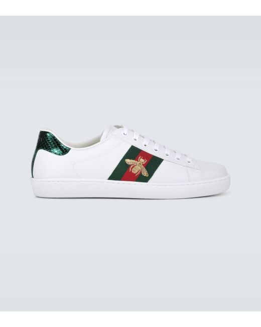 Gucci Ace Leather Sneakers in White for Men | Lyst