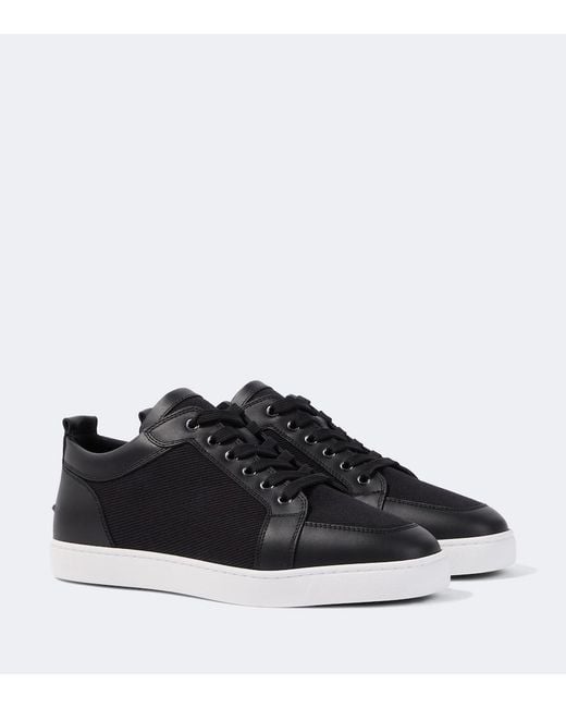 Christian Louboutin Black Rantulow Leather Sneakers for men