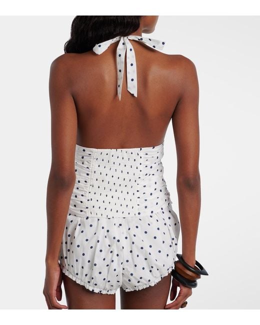 Posse White Edie Polka-Dot Halterneck Top