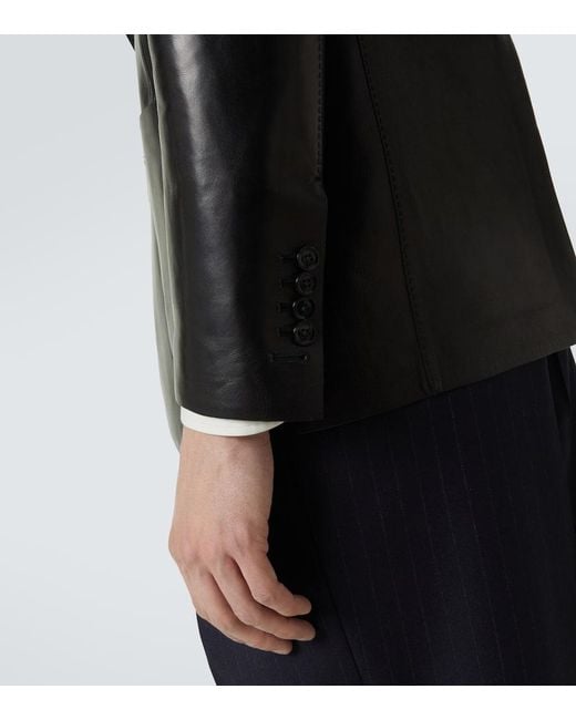 Tom Ford Black Single-Breasted Leather Blazer for men