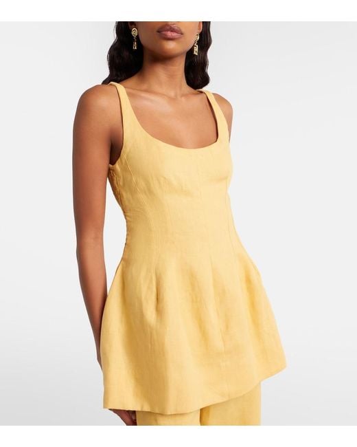 Faithfull The Brand Yellow Syna Peplum Linen Top