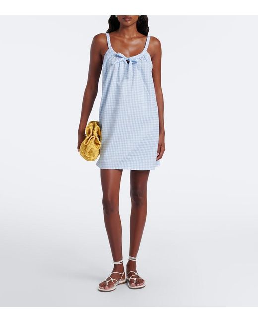 Posse Blue Lila Gingham Cotton Minidress