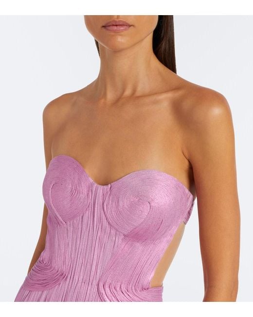 Maria Lucia Hohan Purple Kamina Metallic Silk Corset Gown