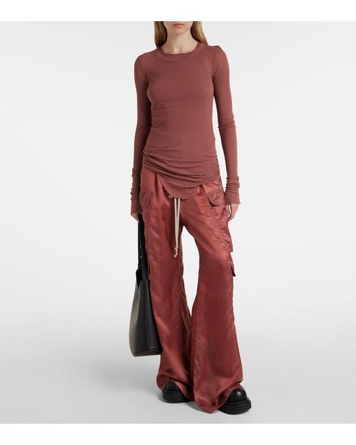 Rick Owens Red High-Rise Cargo Pants