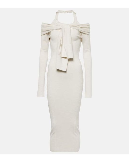 Jacquemus White La Robe Doble Wool-blend Midi Dress