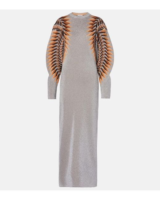 Rabanne White Lame Jacquard Maxi Dress