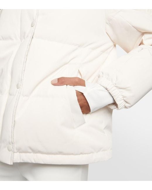 Yves Salomon White Shearling-Trimmed Down Jacket
