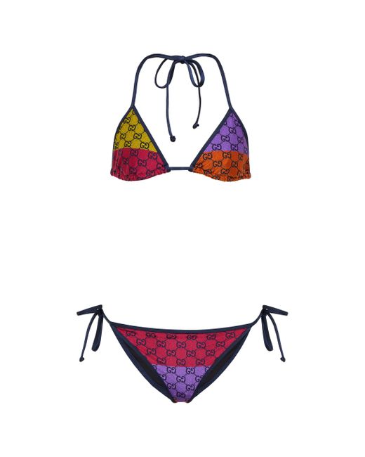 Gucci Purple GG Printed Self-tie Bikini Briefs