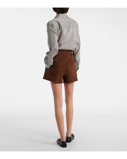 Frankie Shop Brown Shorts Lise Aus Veloursleder