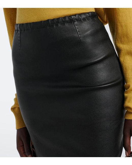 Stouls Black Gilda Leather Midi Skirt