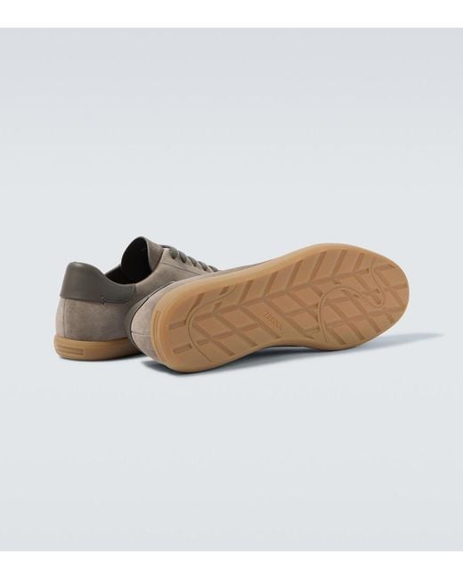 Zegna Brown 232 Suede Sneakers for men