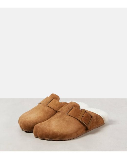 Balenciaga Brown Sunday Shearling-lined Suede Mules