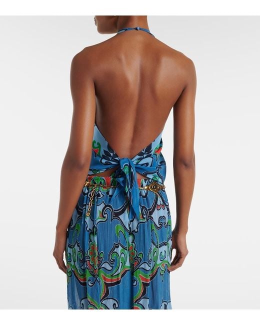 Etro Blue Printed Silk Top