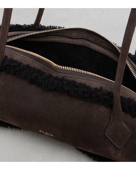 Alaïa Black Le Teckel Medium Suede Shoulder Bag