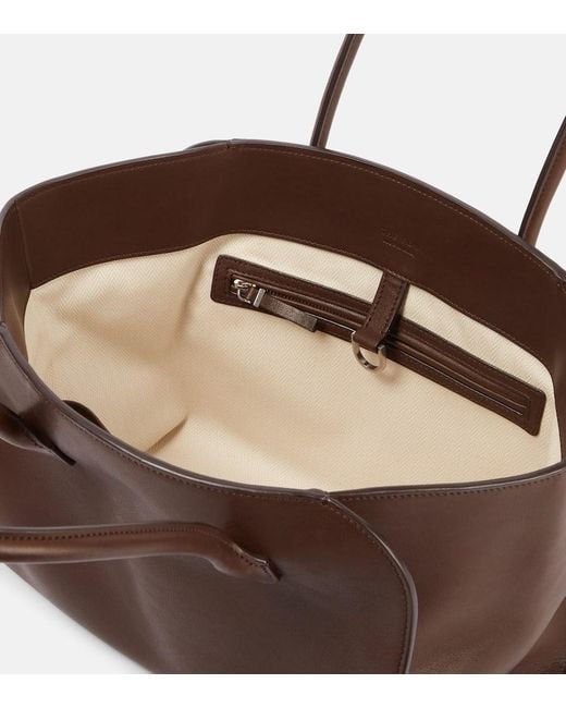 The Row Brown Marlo 12 Leather Tote Bag