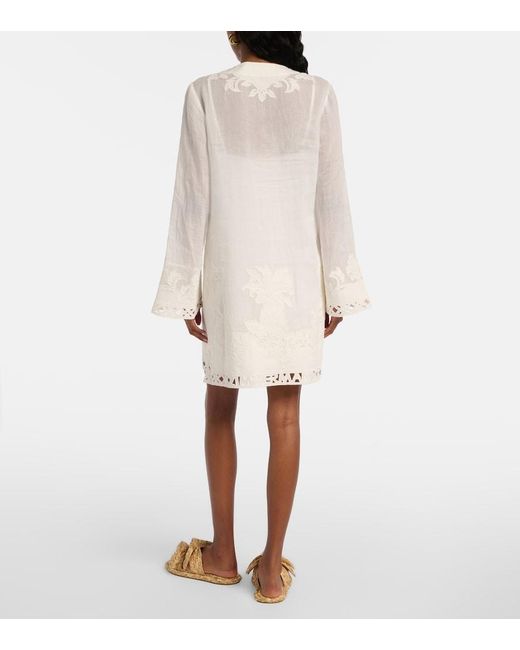 Zimmermann White Indra Embroidered Ramie Minidress