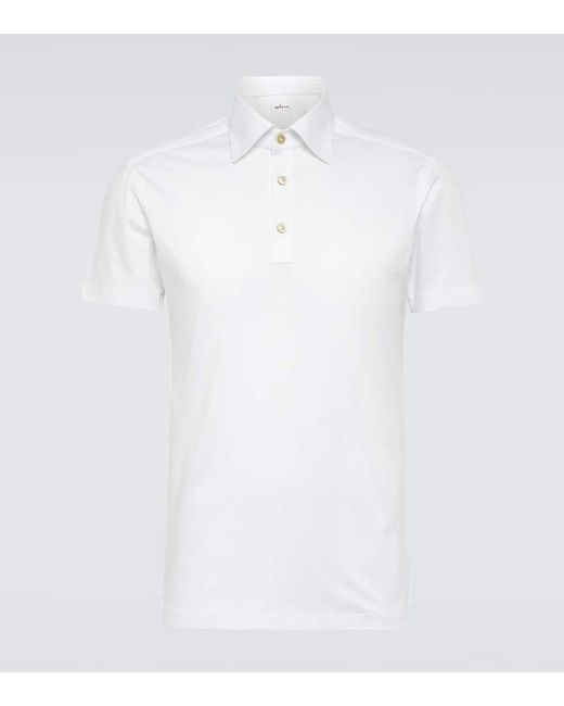 Kiton White Cotton Polo Shirt for men