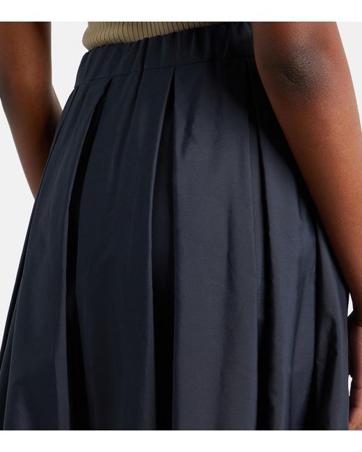 Max Mara Blue Pineta Pleated Cotton Midi Skirt