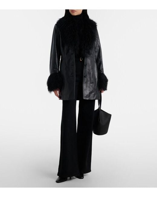 Nili Lotan Black Sefa Belted Leather Jacket