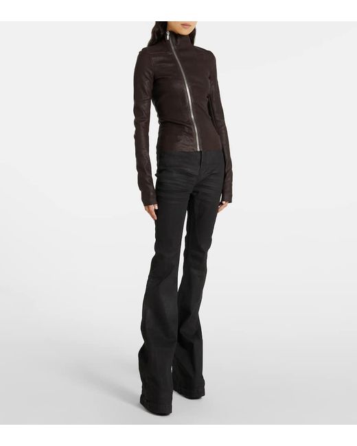 Rick Owens Brown Lederjacke Gary