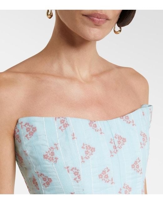 Markarian Blue Rousseau Floral Cotton-Blend Midi Dress