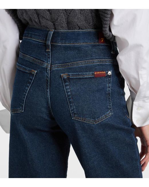 7 For All Mankind Blue Stovepipe Straight Mid-Rise Straight Jeans