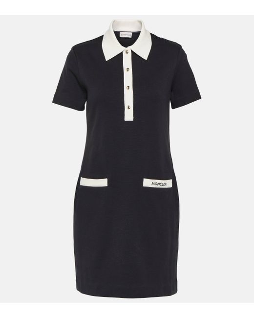 Moncler Blue Logo Cotton-blend Shirt Dress