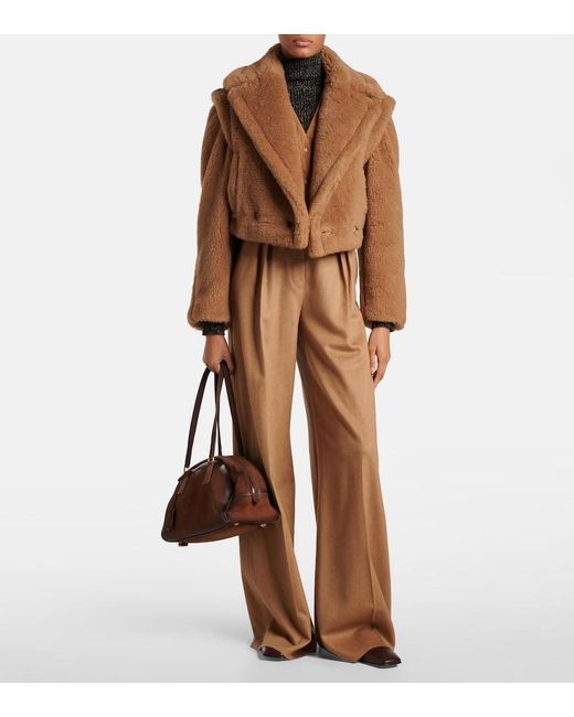 Max Mara Brown Santos Cropped Camel Hair And Silk Jacket