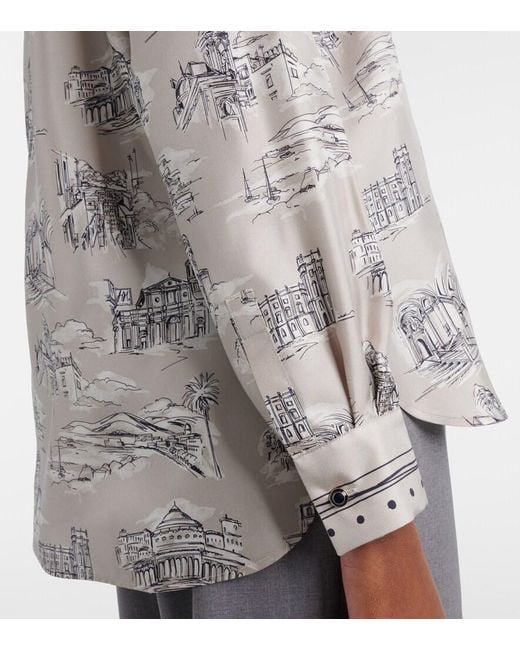 Max Mara Natural Fado Printed Silk Shirt