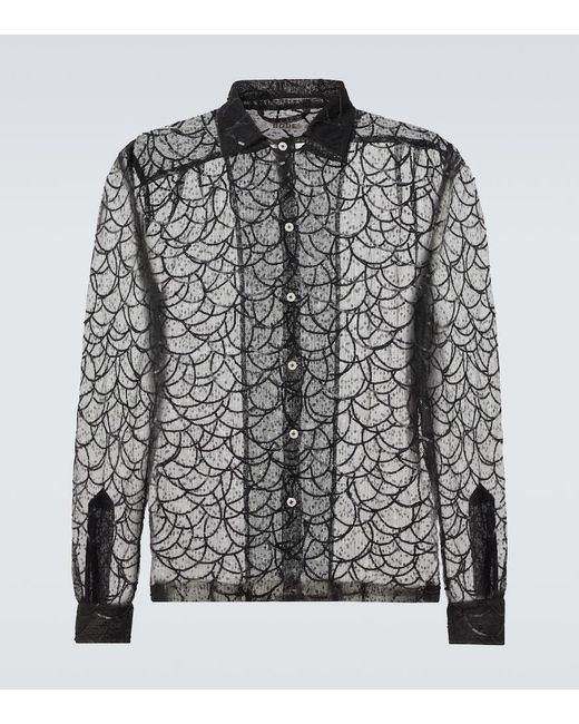Bode Black Pewter Shoal Sequined Mesh Shirt for men