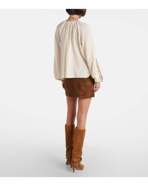 Isabel Marant Natural Bestickte Bluse Lynne Aus Baumwolle