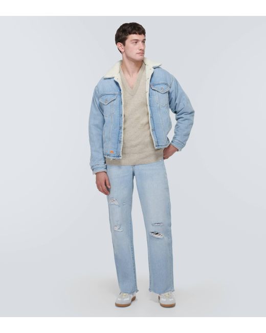 Veste en jean et fourrure synthetique ERL pour homme en coloris Blue