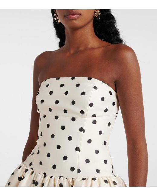 Self-Portrait White Polka-Dot Taffeta Corset Dress