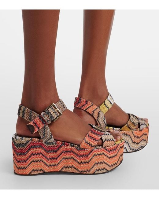 Missoni Metallic Julia Zigzag Lame Platform Sandals