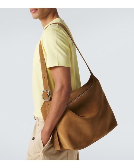 Loewe Brown Loop Large Suede Shoulder Bag for men